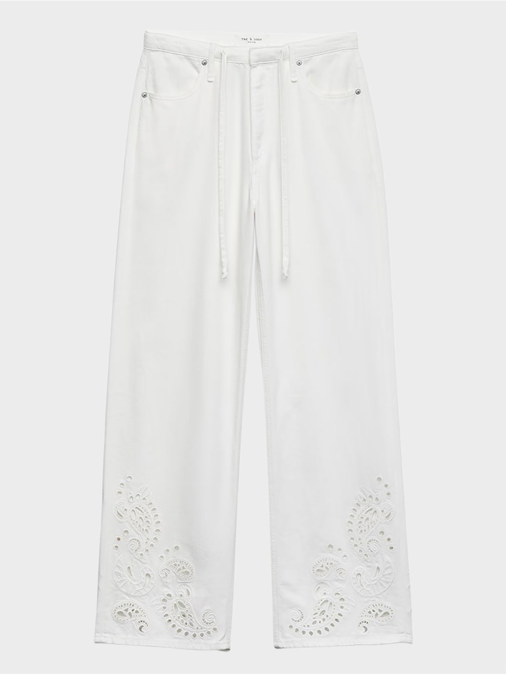 Rag & Bone Ultra Featherweight Phoebe Drawstring Embroidered Jeans - Picture 2 of 7